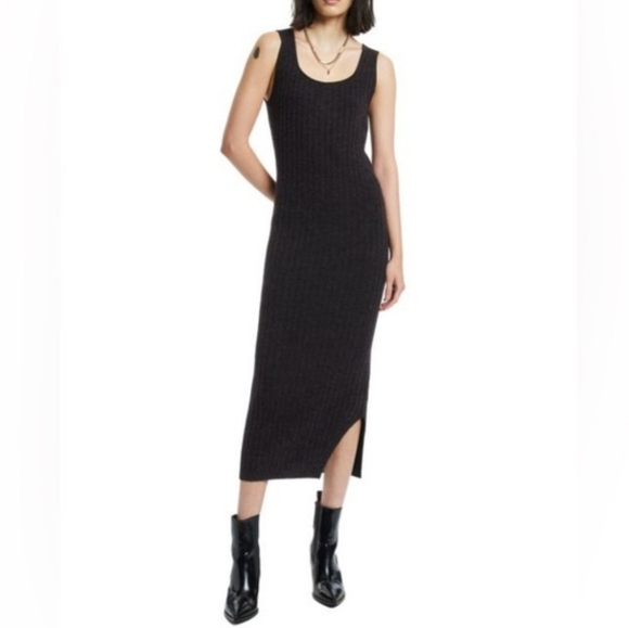 All Saints Dresses & Skirts - AllSaints Brown Wool Alpaca Blend Margo Knit Ribbed Midi Dress | Size Small